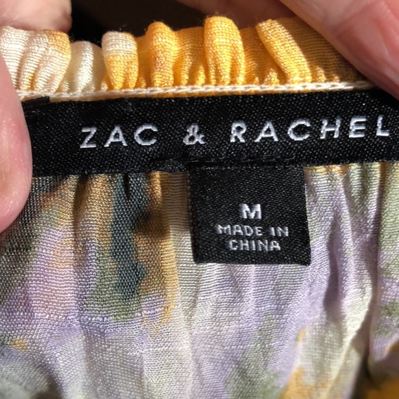 NEW Zac & Rachel Woman Peasant Blouse Yellow Tie Dye Ruffle Cropped - Picture 6 of 6